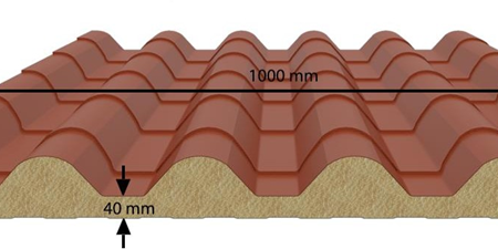 Techo Sandwich Rojo Imitación Teja